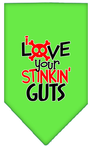 Love your Stinkin Guts Screen Print Bandana Lime Green Large